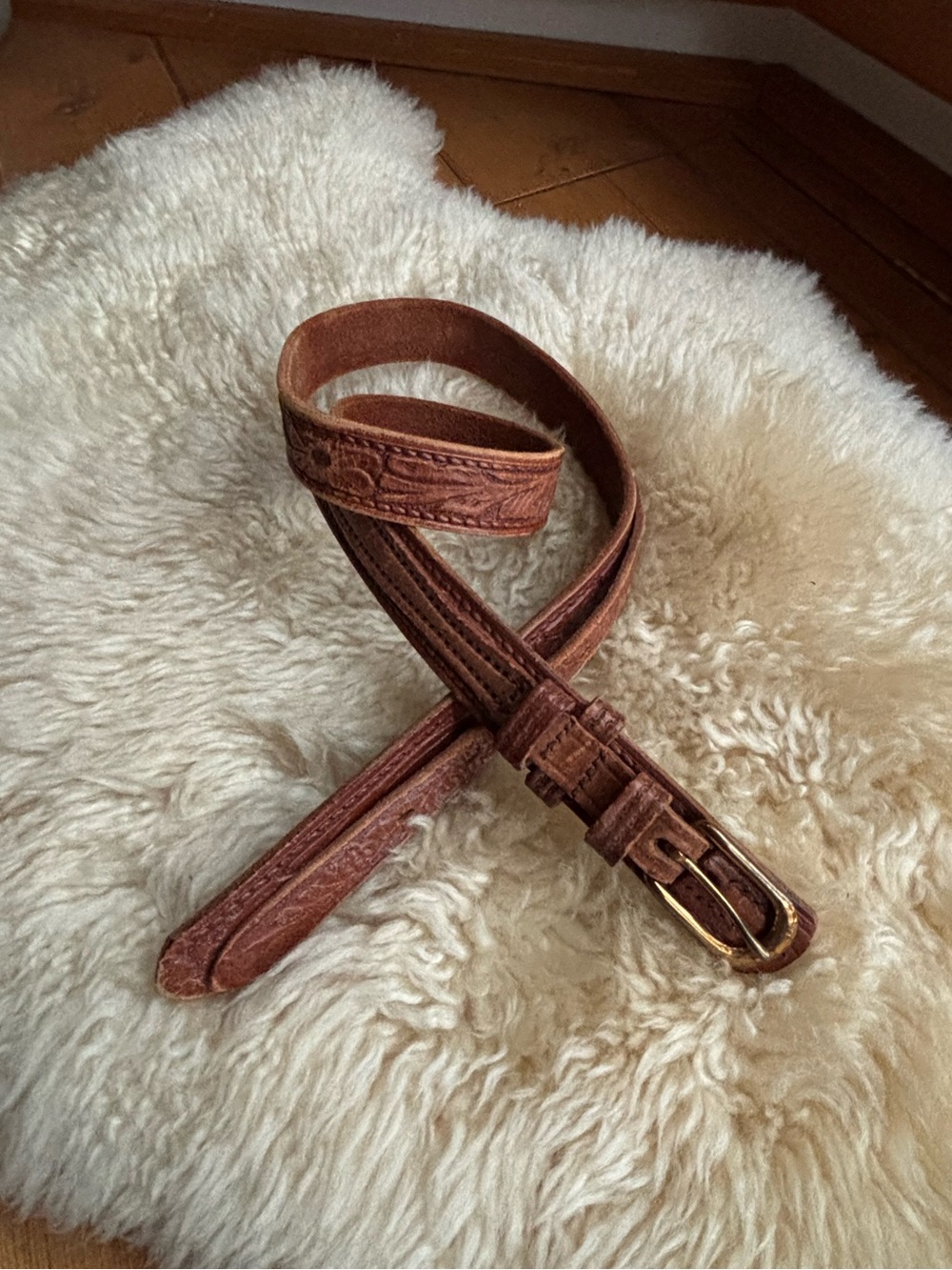 Vintage Tooled Leather Belt